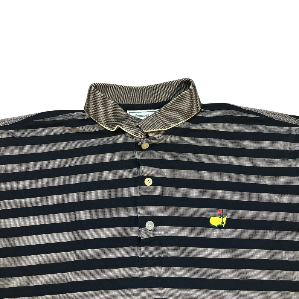 Augusta National Golf Shop Masters Golf Polo Shirt Black‎ Grey Mens Medium - Picture 2 of 8